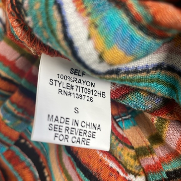 NWT Honey Belle Multi-Colored Tank with Tie Strap and Keyhole Neck Size Small - Picture 5 of 7